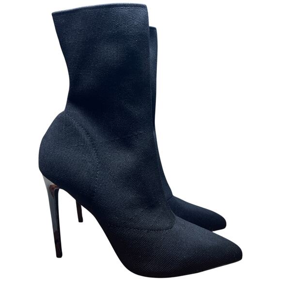 OLIVIA FERGUSON Women's Size 9 Black Heeled Knit Boots Mid Calf Pointed Toe - Picture 5 of 12